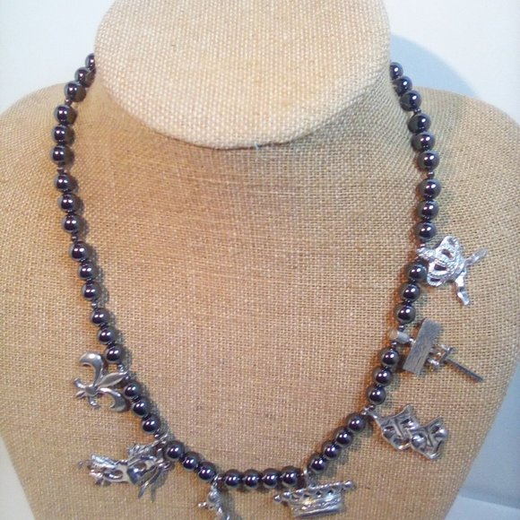 Mardi Gras Necklace Designed and handcrafted by Maurice Milleur - Picture 2 of 6